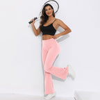 Womens Sportswear Yoga 75%nylon 25%spandex Flared Leggings Y-6651 print logo 66