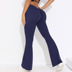 Womens Sportswear Yoga 75%nylon 25%spandex Flared Leggings Y-6651 print logo 86