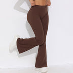 Womens Sportswear Yoga 75%nylon 25%spandex Flared Leggings Y-6651 print logo 26
