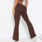 Womens Sportswear Yoga 75%nylon 25%spandex Flared Leggings Y-6651 print logo 3