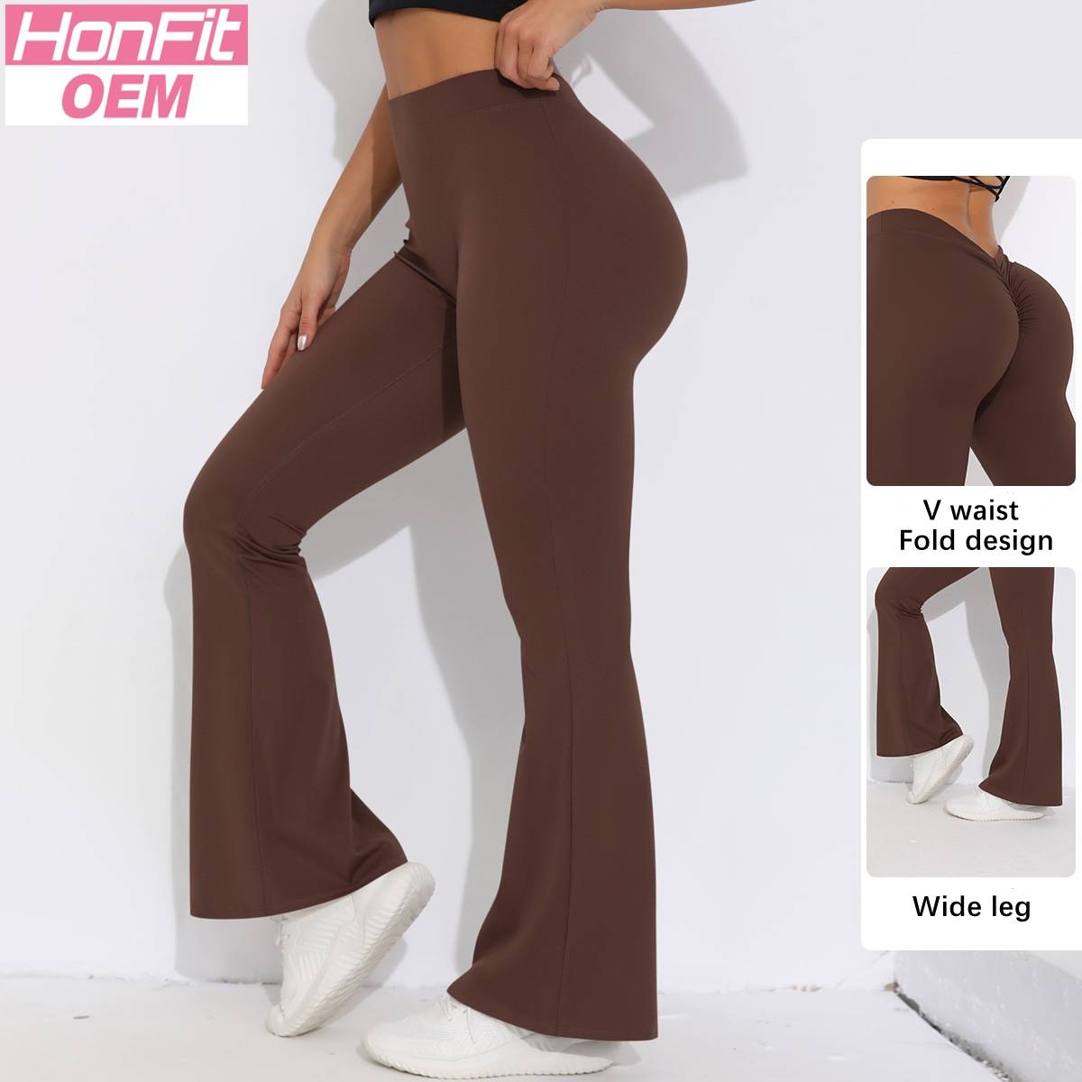 Womens Sportswear Yoga 75%nylon 25%spandex Flared Leggings Y-6651 print logo 19