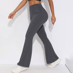 Womens Sportswear Yoga 75%nylon 25%spandex Flared Leggings Y-6651 print logo 75