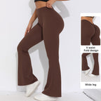 Womens Sportswear Yoga 75%nylon 25%spandex Flared Leggings Y-6651 print logo 11