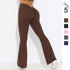 Womens Sportswear Yoga 75%nylon 25%spandex Flared Leggings Y-6651 print logo 8