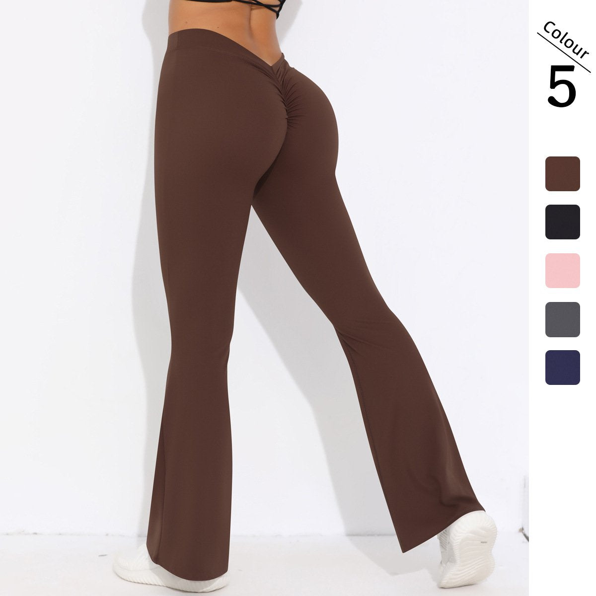 Womens Sportswear Yoga 75%nylon 25%spandex Flared Leggings Y-6651 print logo 8