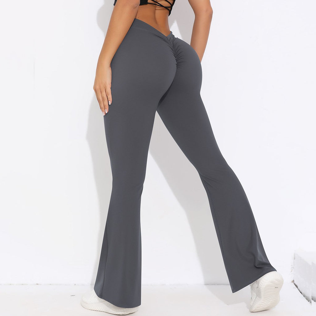 Womens Sportswear Yoga 75%nylon 25%spandex Flared Leggings Y-6651 print logo 16