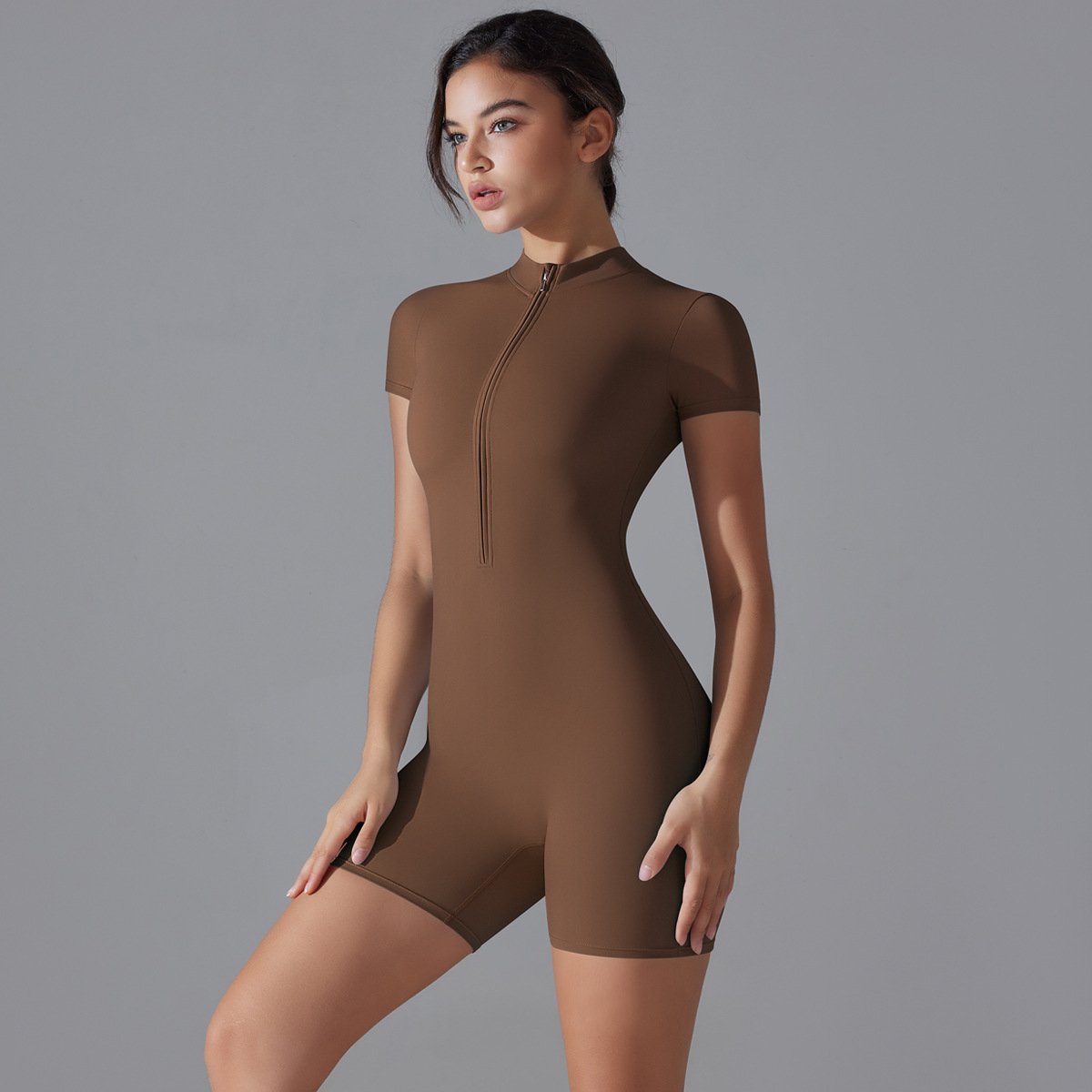 Womens Sports Fitness 75% nylon 25% spandex Bodysuit Y-6657 print logo 24