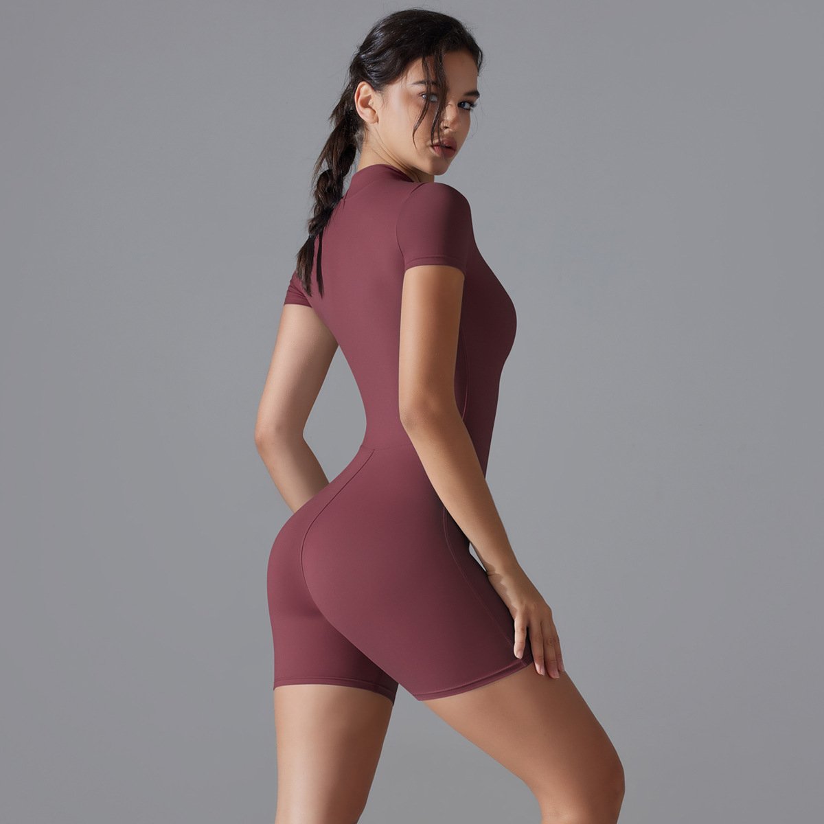 Womens Sports Fitness 75% nylon 25% spandex Bodysuit Y-6657 print logo 85