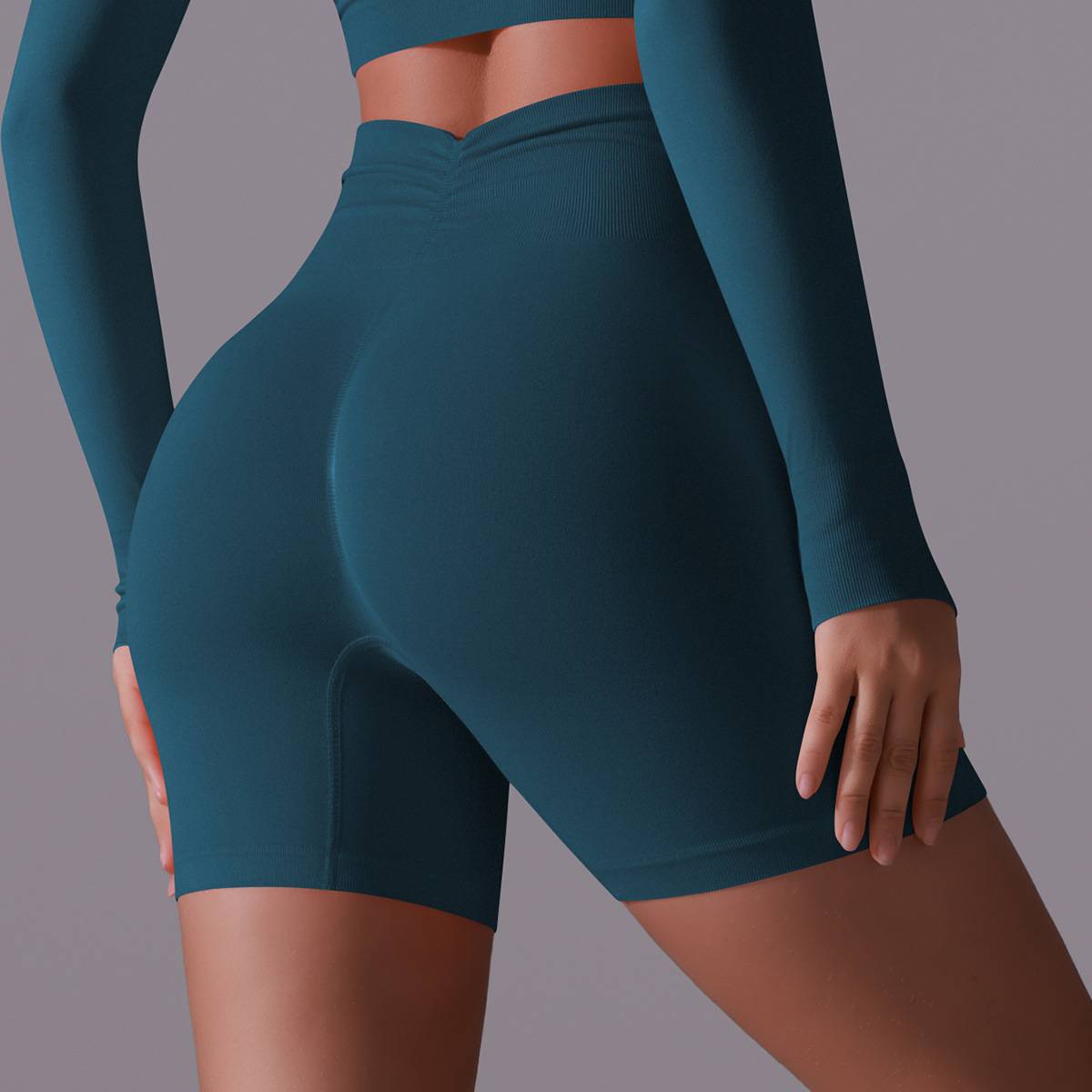 Womens Yoga Activewear 90% nylon 10%spandex Seamless Shorts Y-6659 print logo 9