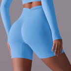 Womens Yoga Activewear 90% nylon 10%spandex Seamless Shorts Y-6659 print logo 5