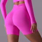 Womens Yoga Activewear 90% nylon 10%spandex Seamless Shorts Y-6659 print logo 8