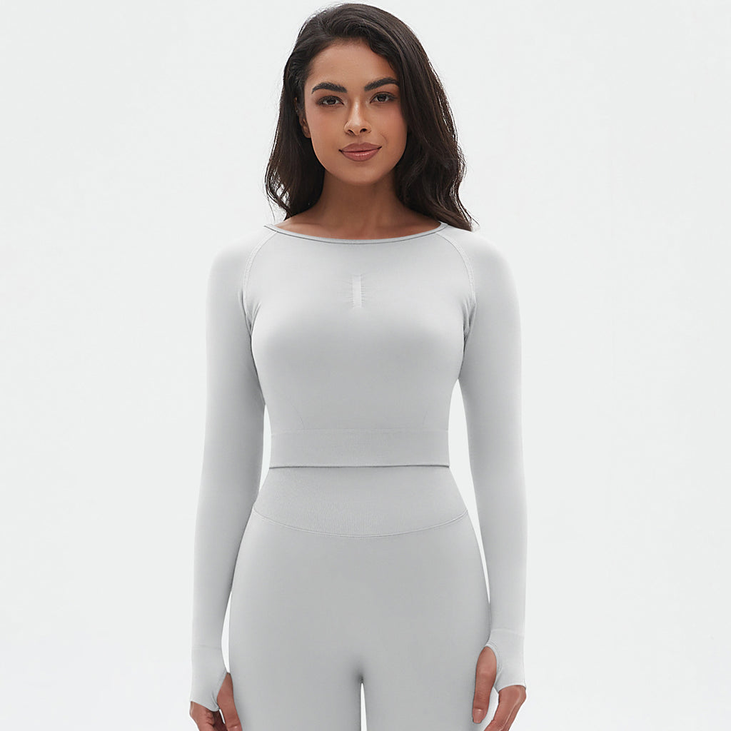 Womens Yoga 90%Nylon 10%Spandex Long Sleeve Shirts Y-6666