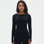 Womens Yoga 90%Nylon 10%Spandex Long Sleeve Shirts Y-6666