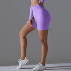 Womens Yoga Sportswear 90% nylon 10%spandex Seamless Shorts Y-6666 print logo 21
