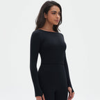 Womens Yoga 90%Nylon 10%Spandex Long Sleeve Shirts Y-6666