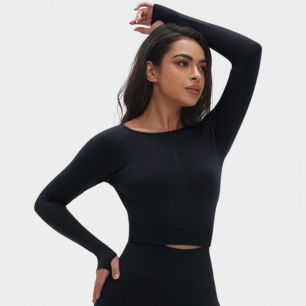 Womens Yoga 90%Nylon 10%Spandex Long Sleeve Shirts Y-6666