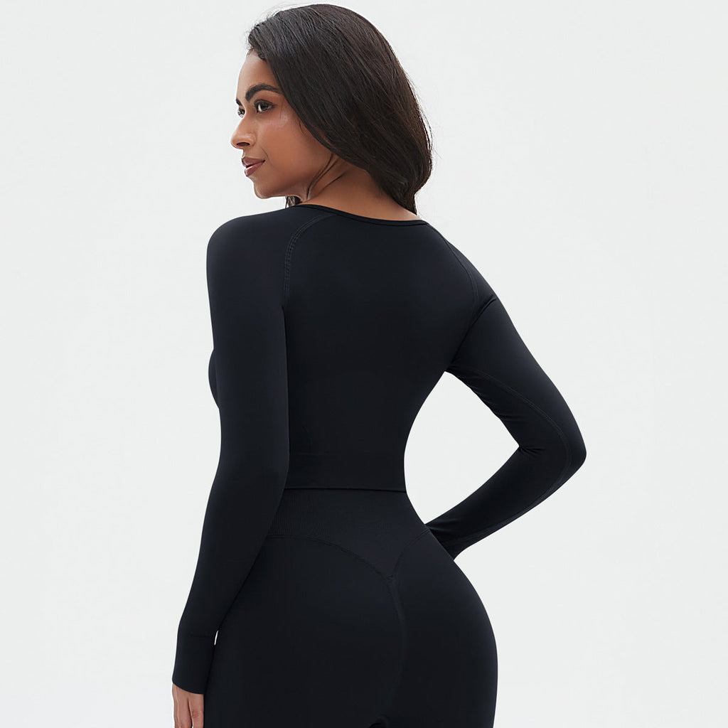 Womens Yoga 90%Nylon 10%Spandex Long Sleeve Shirts Y-6666