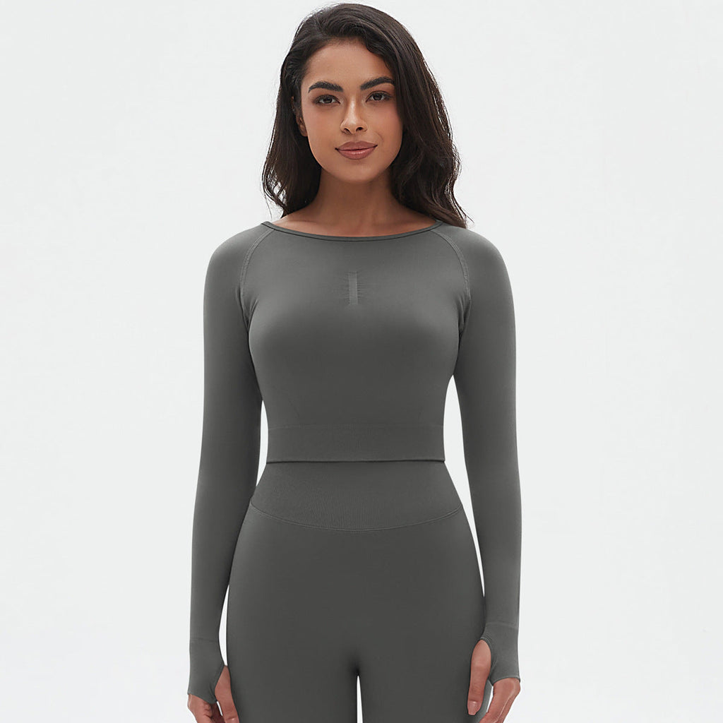 Womens Yoga 90%Nylon 10%Spandex Long Sleeve Shirts Y-6666