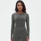 Womens Yoga 90%Nylon 10%Spandex Long Sleeve Shirts Y-6666