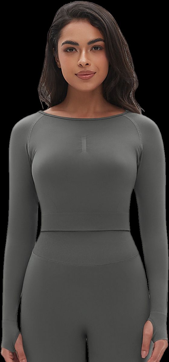 Womens Yoga 90%Nylon 10%Spandex Long Sleeve Shirts Y-6666 - Honfitwear