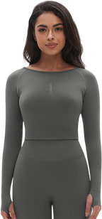 Womens Yoga 90%Nylon 10%Spandex Long Sleeve Shirts Y-6666