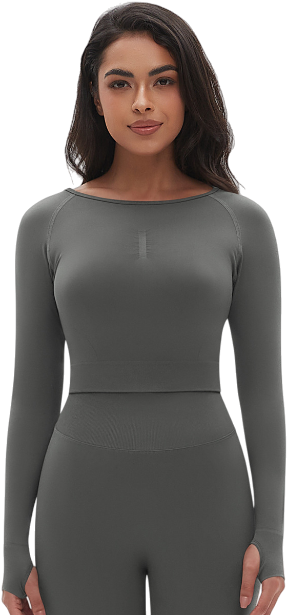 Womens Yoga 90%Nylon 10%Spandex Long Sleeve Shirts Y-6666