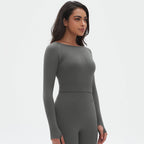 Womens Yoga 90%Nylon 10%Spandex Long Sleeve Shirts Y-6666