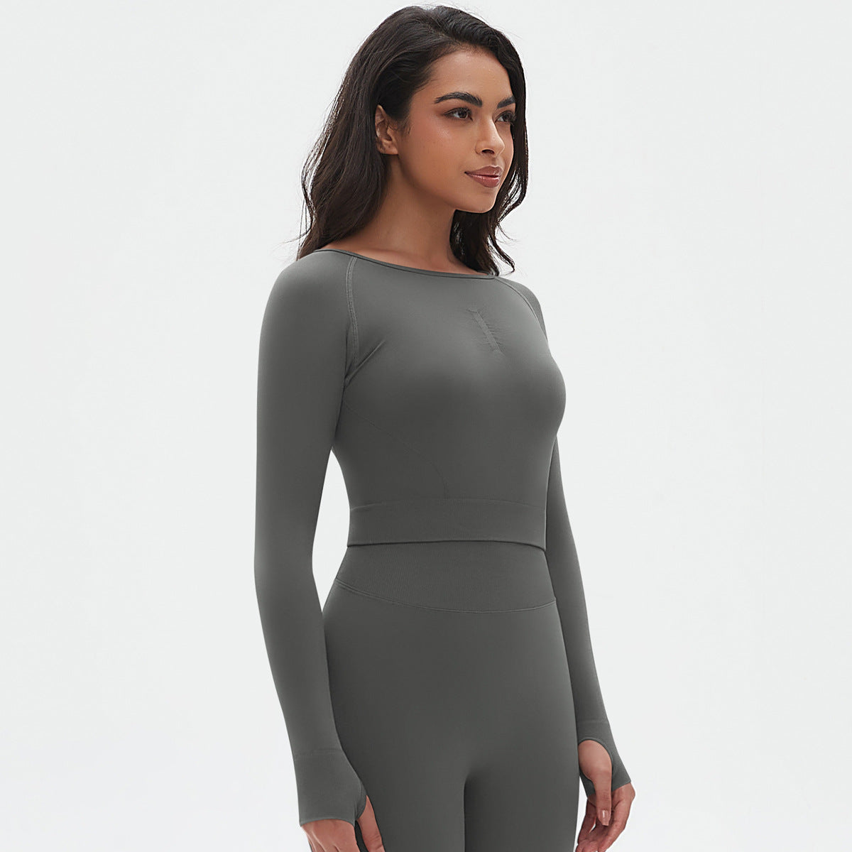 Womens Yoga 90%Nylon 10%Spandex Long Sleeve Shirts Y-6666