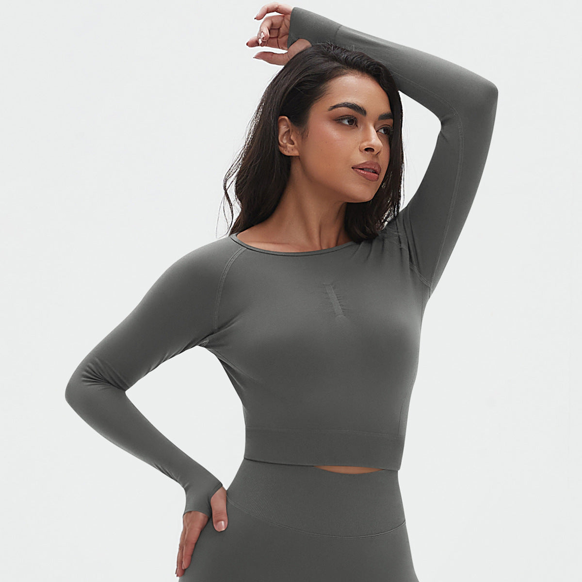 Womens Yoga 90%Nylon 10%Spandex Long Sleeve Shirts Y-6666