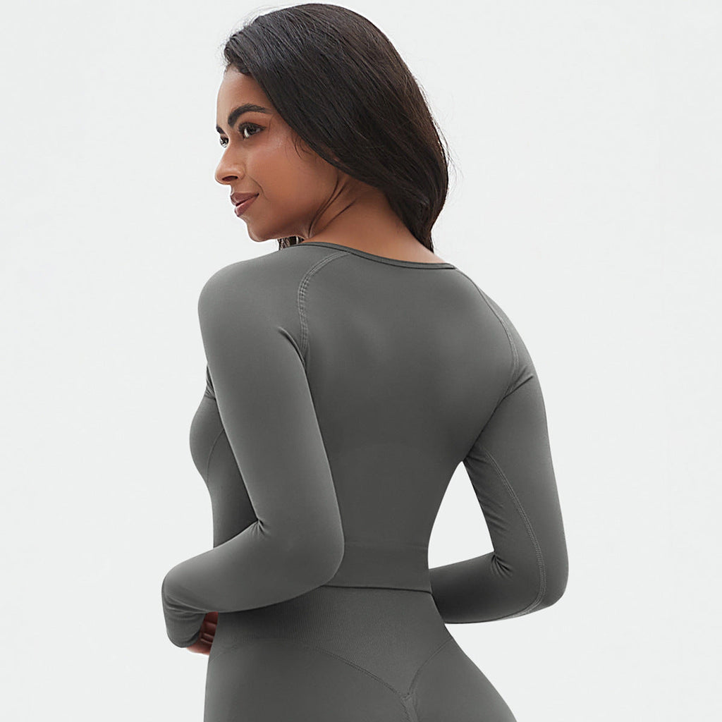 Womens Yoga 90%Nylon 10%Spandex Long Sleeve Shirts Y-6666