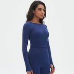 Womens Yoga 90%Nylon 10%Spandex Long Sleeve Shirts Y-6666