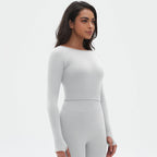 Womens Yoga 90%Nylon 10%Spandex Long Sleeve Shirts Y-6666