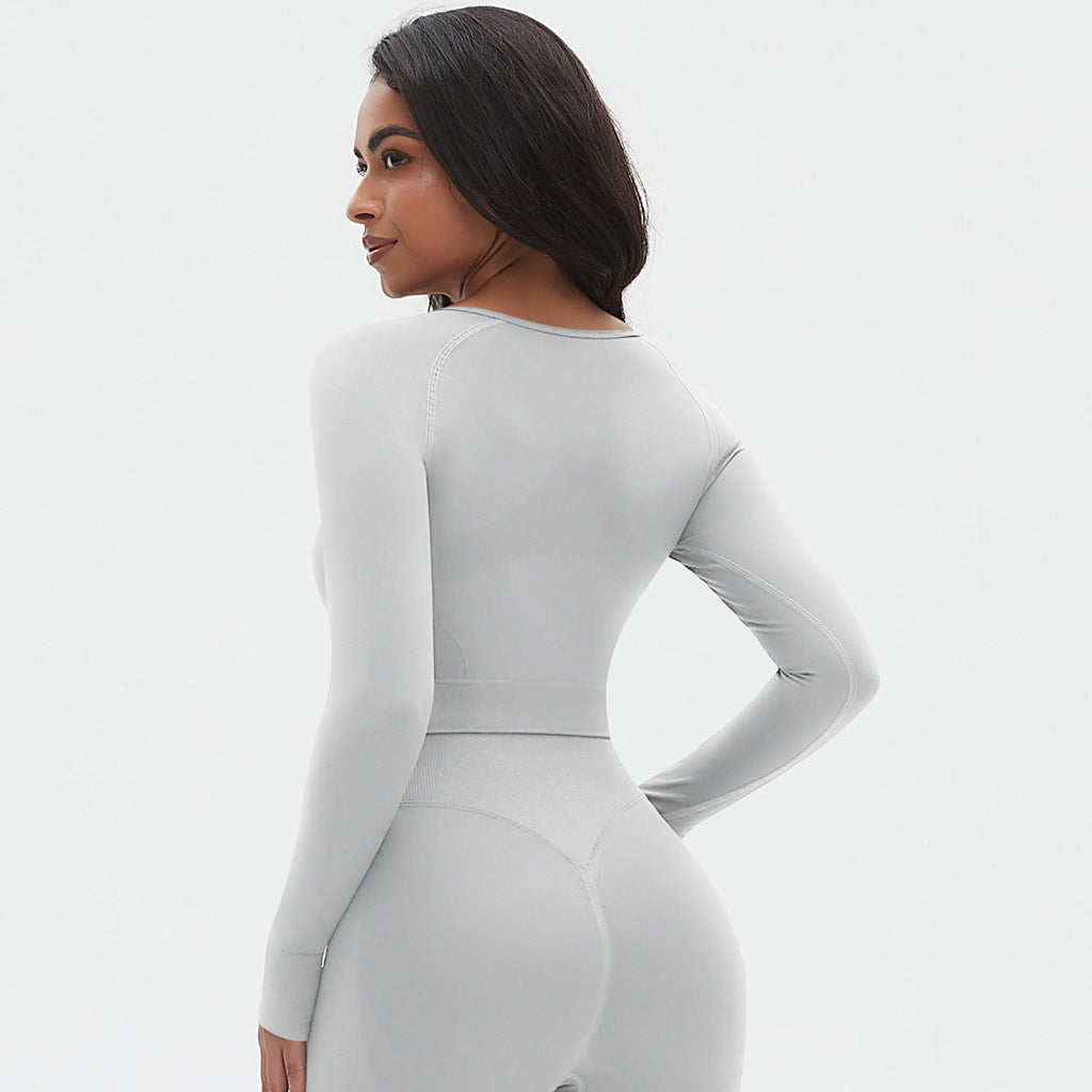 Womens Yoga 90%Nylon 10%Spandex Long Sleeve Shirts Y-6666