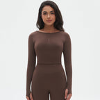 Womens Yoga 90%Nylon 10%Spandex Long Sleeve Shirts Y-6666