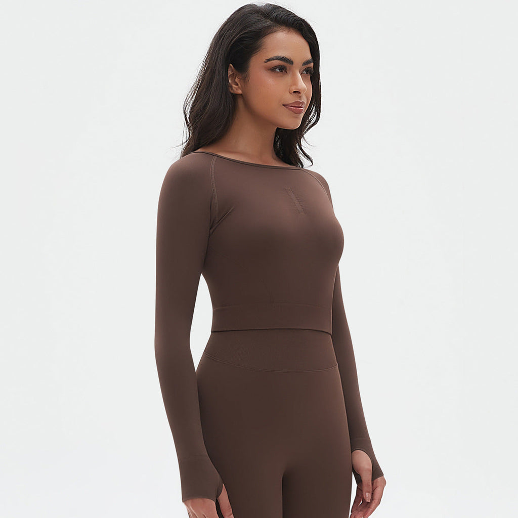 Womens Yoga 90%Nylon 10%Spandex Long Sleeve Shirts Y-6666
