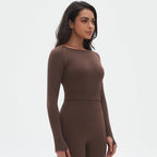 Womens Yoga 90%Nylon 10%Spandex Long Sleeve Shirts Y-6666