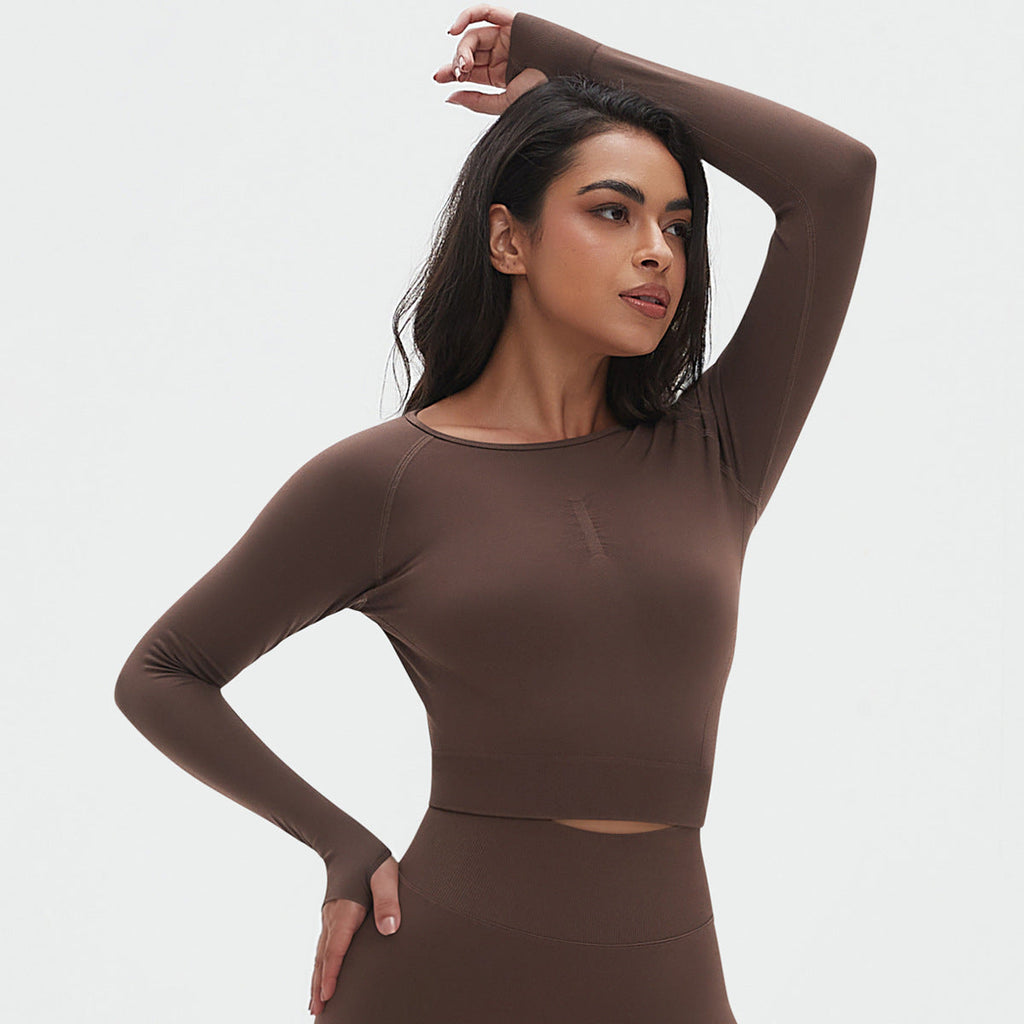 Womens Yoga 90%Nylon 10%Spandex Long Sleeve Shirts Y-6666