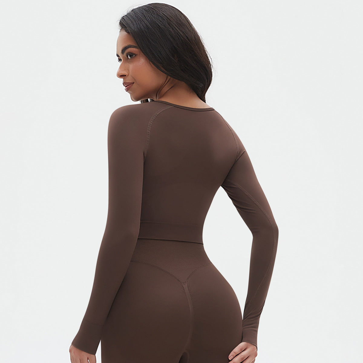 Womens Yoga 90%Nylon 10%Spandex Long Sleeve Shirts Y-6666