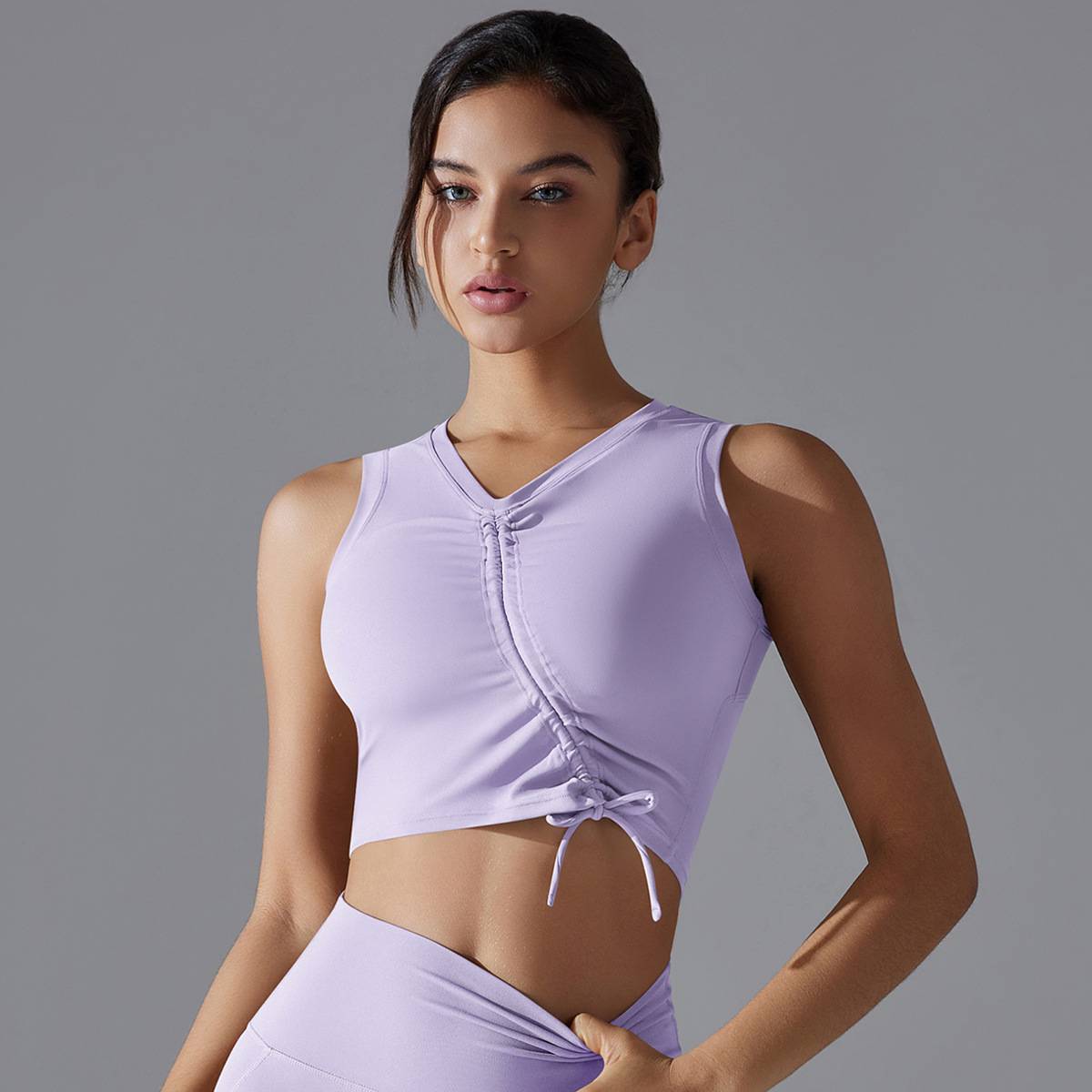 Womens Casual Cropped 80%Nylon 20%Spandex Tank Top Y-7011 print logo 65