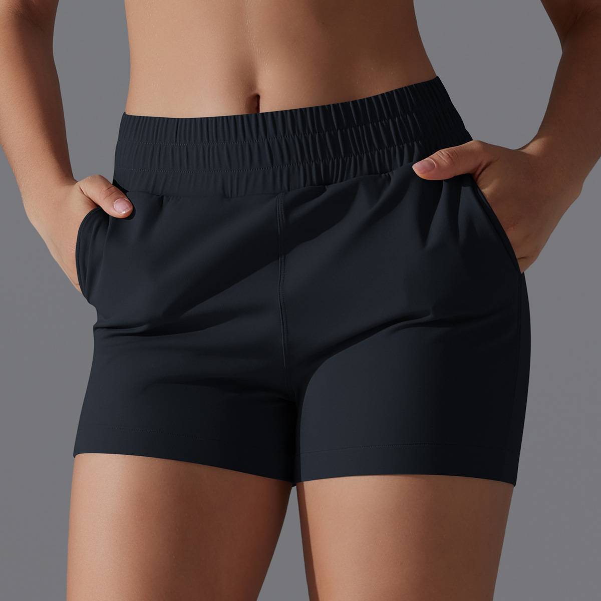 Womens Sports Workout 75%Nylon 25%Spandex Shorts Y-7045 print logo 5