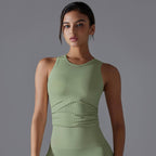 Womens Sports Yoga 80%Nylon 20%Spandex Tank Top Y-7047 print logo 17