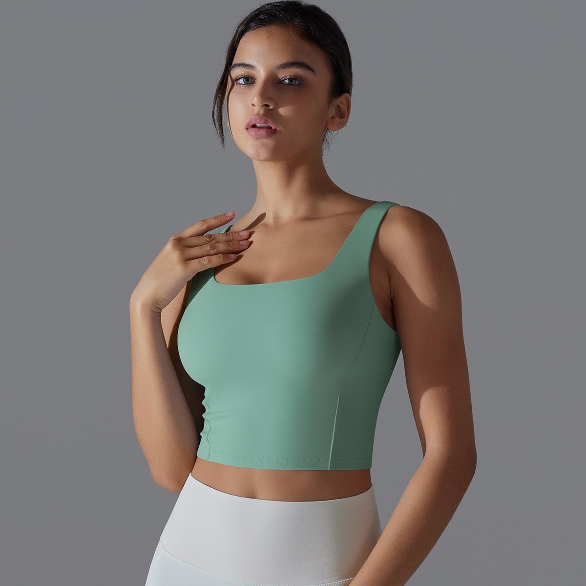 Womens Fitness Workout 80%Nylon 20%Spandex Tank Top Y-7058 print logo 14