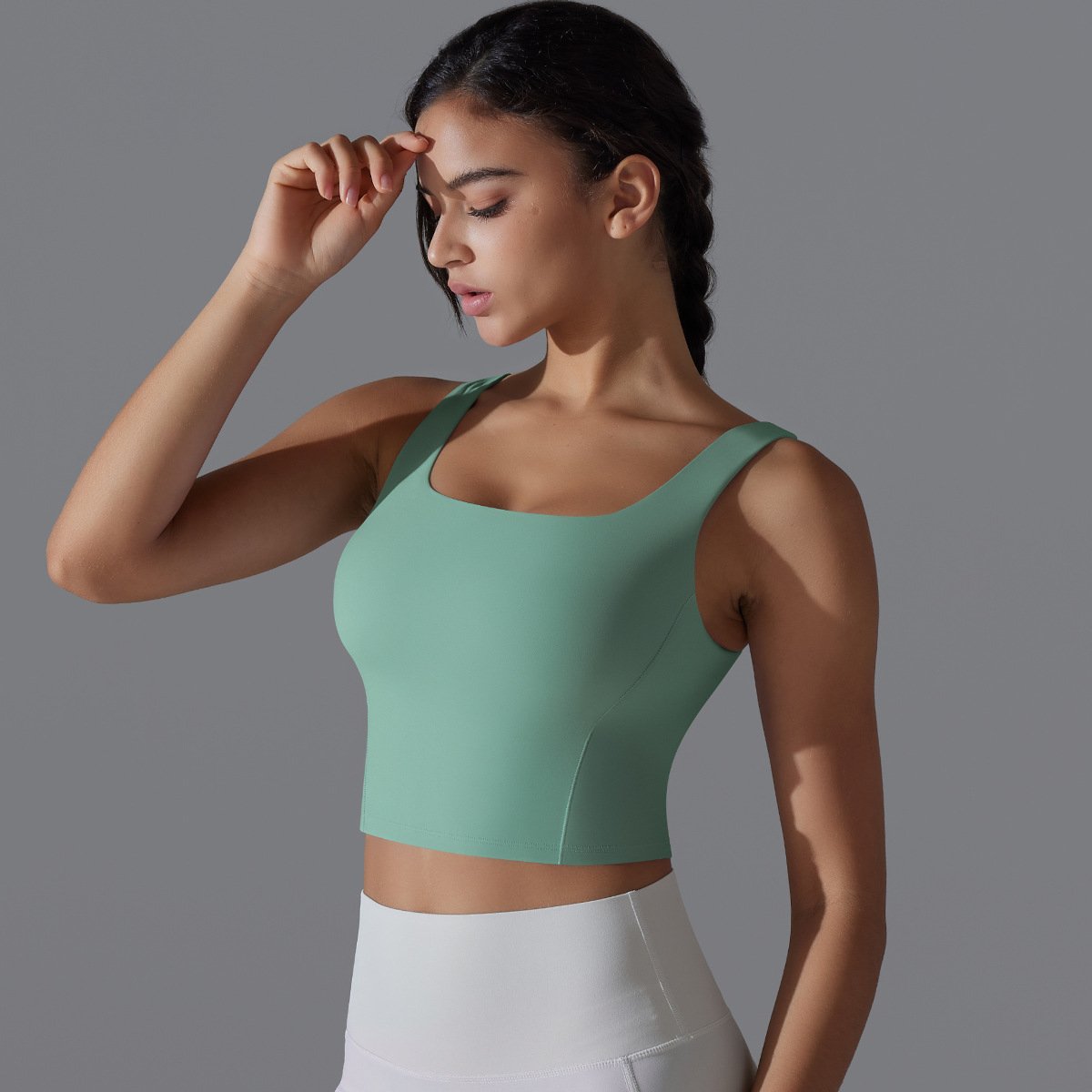 Womens Fitness Workout 80%Nylon 20%Spandex Tank Top Y-7058 print logo 12