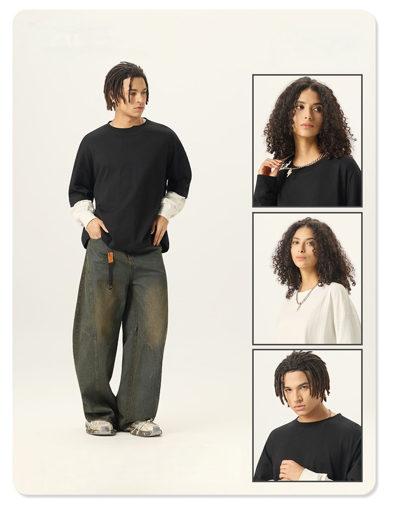 Mens Oversized 100%cotton LONG SLEEVE Shirts Y6312