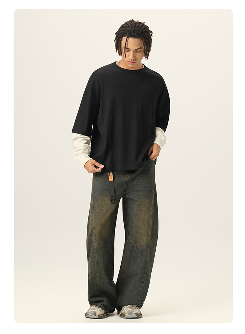 Mens Oversized 100%cotton LONG SLEEVE Shirts Y6312