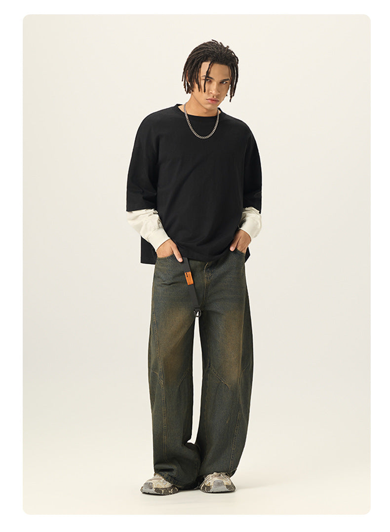 Mens Oversized 100%cotton LONG SLEEVE Shirts Y6312