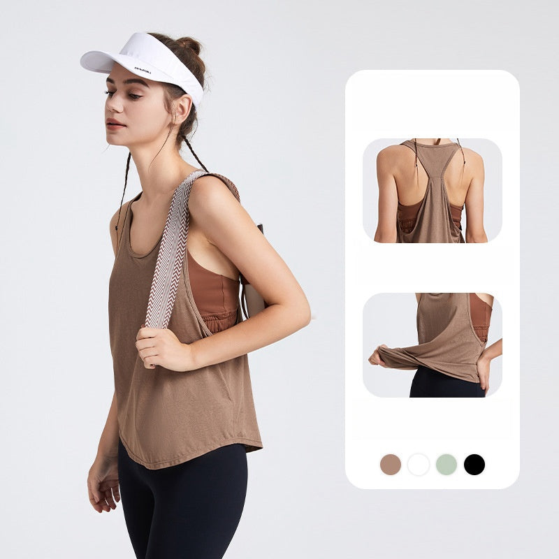Womens Activewear Yoga 87%Nylon 13%spandex Tank Top YB208