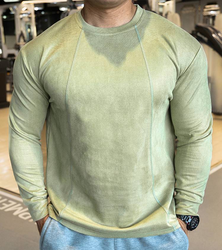 Mens Casual Sportswear 95%polyester 5%spandex Long Sleeve Shirt YH-CX17 print logo 41