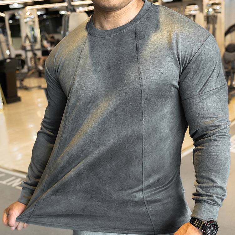 Mens Casual Sportswear 95%polyester 5%spandex Long Sleeve Shirt YH-CX17 print logo 14