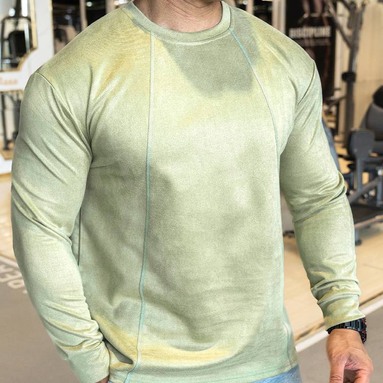Mens Casual Sportswear 95%polyester 5%spandex Long Sleeve Shirt YH-CX17 print logo 10